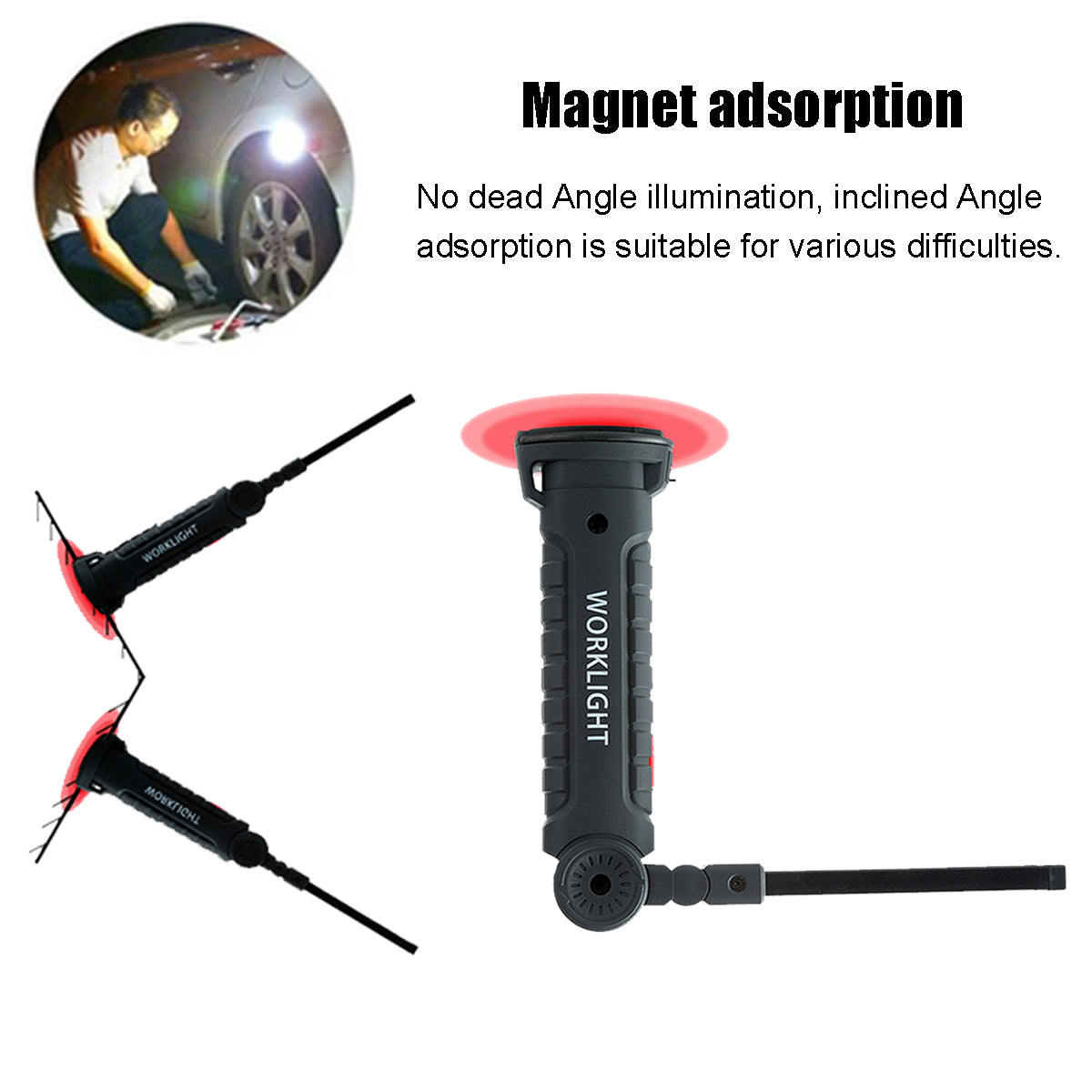360° Rotatable COB+LED Work Light USB Torch Flashlight Outdoor Camping Emergency Lantern