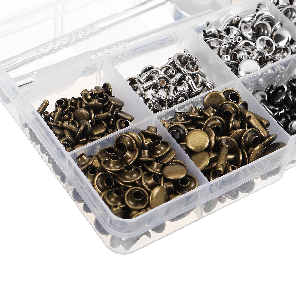 360Pcs Leather Rivets Double Cap Metal Fixing Tool With Punch Pliers Kit Craft Snap Fastener Press Button Repair