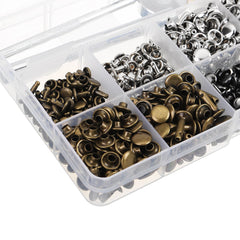 360Pcs Leather Rivets Double Cap Metal Fixing Tool With Punch Pliers Kit Craft Snap Fastener Press Button Repair