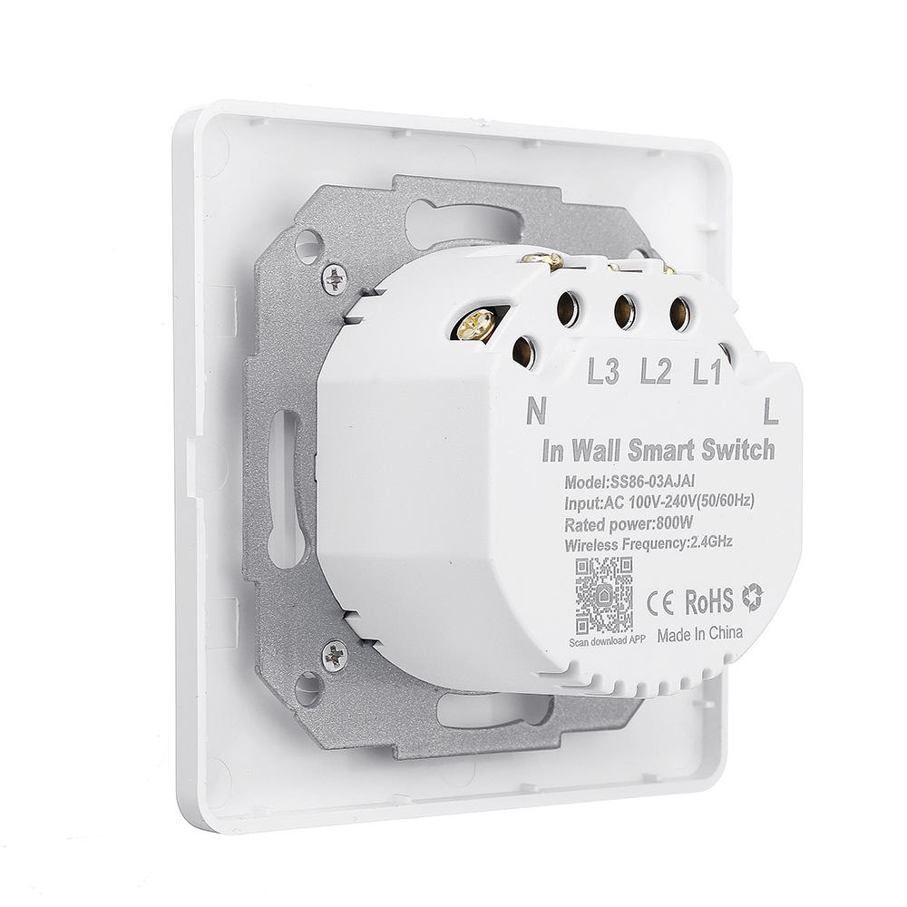 EU Standard 3 Gang Smart Push Button Switch Tuya Wireless Remote Control Work with Alexa Google Home