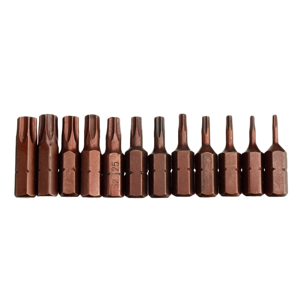 12pcs S2 Steel T6-T40 Magnetic Torx Screwdriver Bits Set 25mm Security Tamper Proof Screwdriver Bit