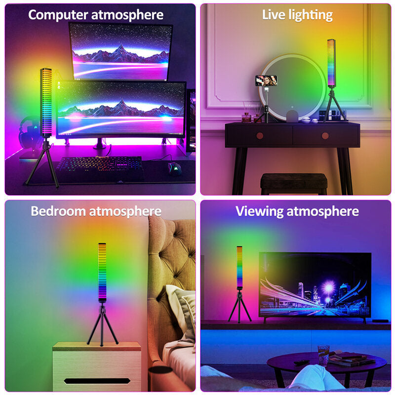RGB Pickup Bluetooth Atmosphere Light with Tripod Music Car Rhythm Light Car LED Atmosphere Light Phantom Color Voice Control Music Sensor Light
