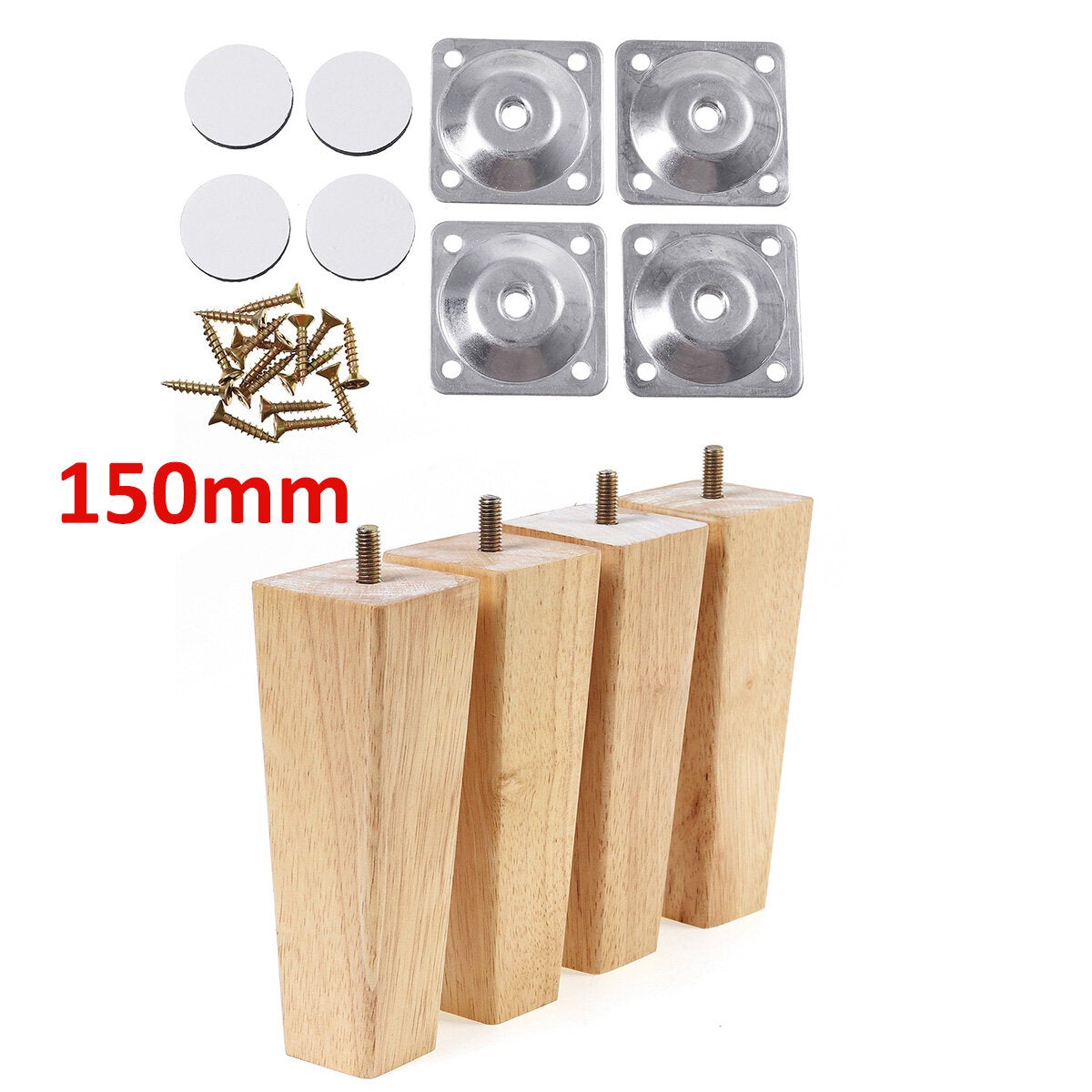 4pcs Square Inclined Wooden Furniture Feets Legs Set For Sofa Cabinets Table