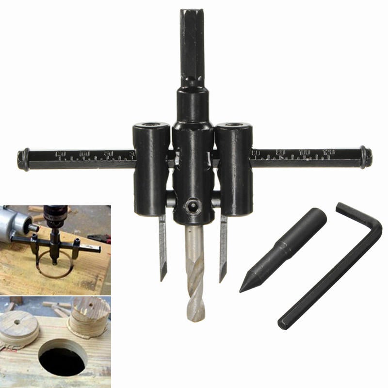 30mm-120mm Adjustable Circle Cutter Metal Wood Hole Saw Drill Bit