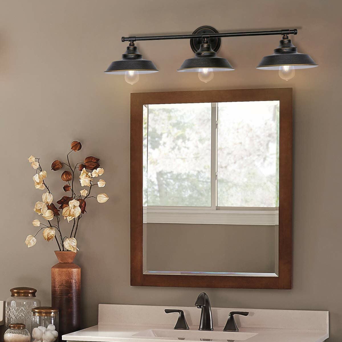 Loft Iron Sconces Indoor Modern Shade 3-head Wall Lamp Light