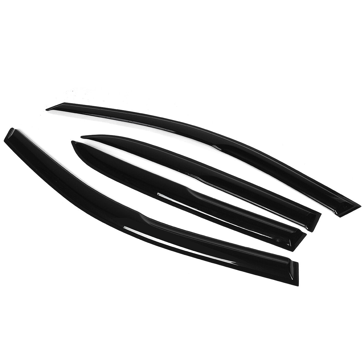 4Pcs Plastic Exterior Visor Vent Shades For 03-07 Accord 4DR Coupe Mugen Style 3D Wavy Black Window Sun Rain Guard Deflector