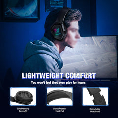 Gaming Headset 40mm Drive Unit LED Light Noise Reduction Microphone 360 Adjustable Mic Headphone for Xbox for PS4 PC Phone