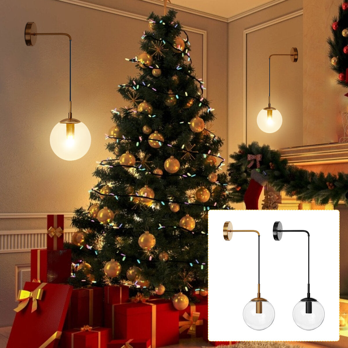 Adjustable LED Reading Lamp Wall Mounted Spotlight Bedside Night Light Christmas Decor