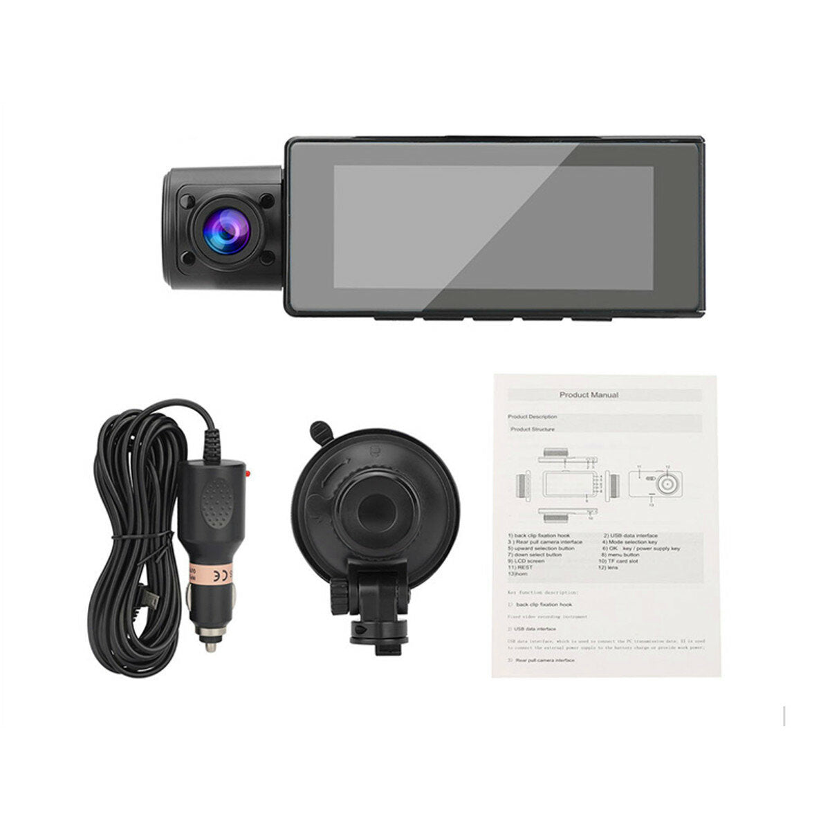 Dual Lens Vehicle BlackBOX DVR 1080P HD Night Vision Dash Cam Three Camera With GPS G-sensor Parking Monitor Car Driving Recorder