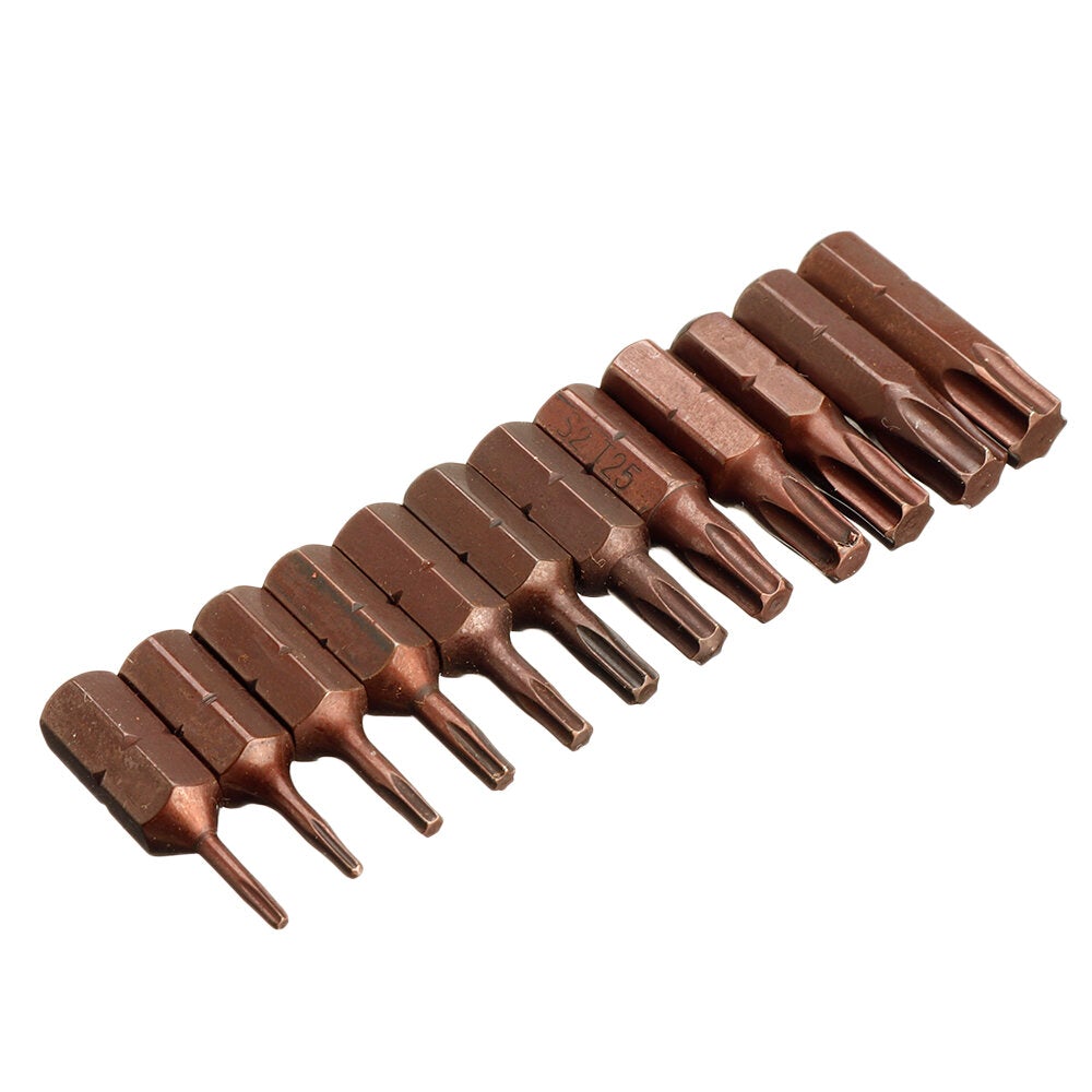12pcs S2 Steel T6-T40 Magnetic Torx Screwdriver Bits Set 25mm Security Tamper Proof Screwdriver Bit
