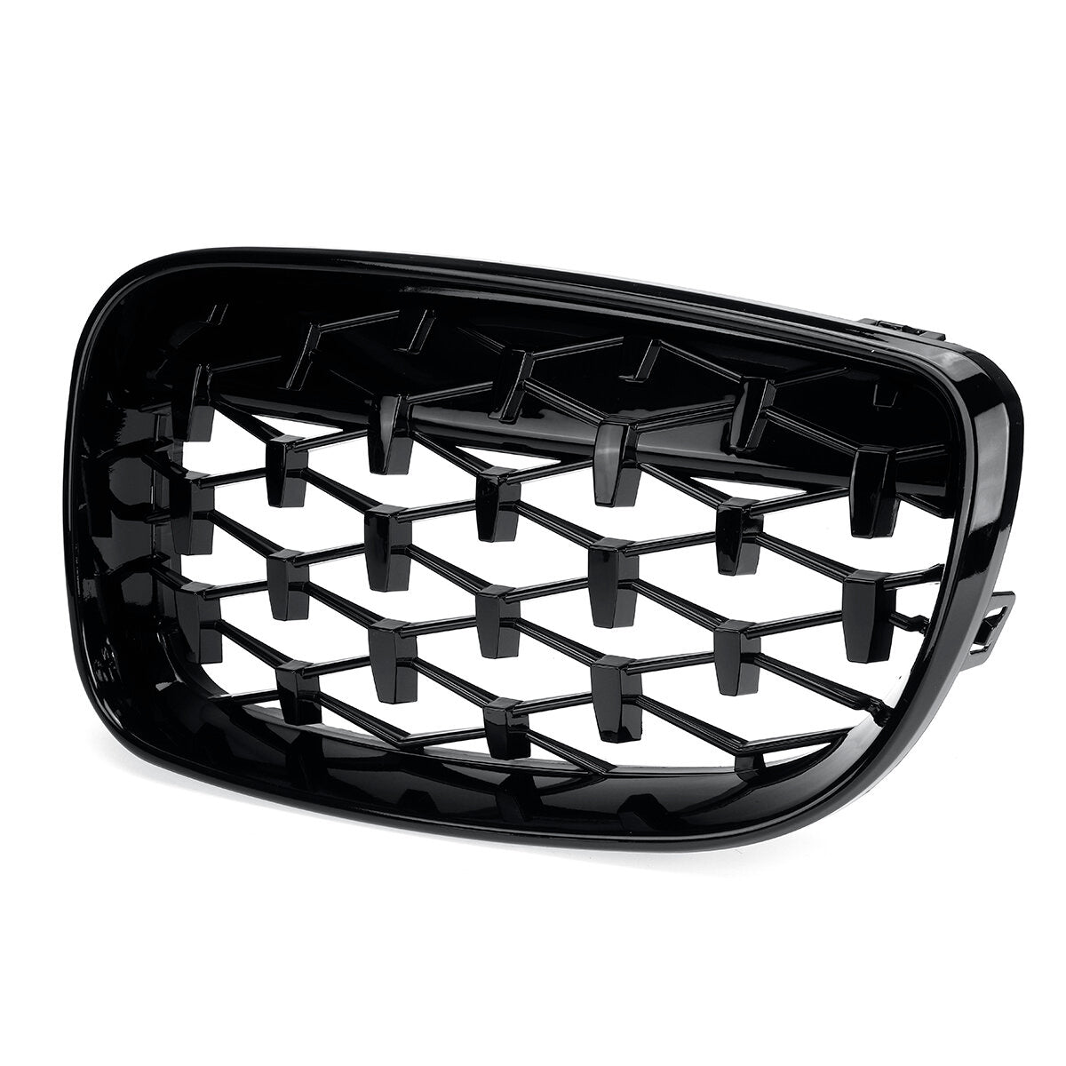 Pair Glossy Black Car Front Kidney Grill Grilles Diamond Style For BMW 1 Series