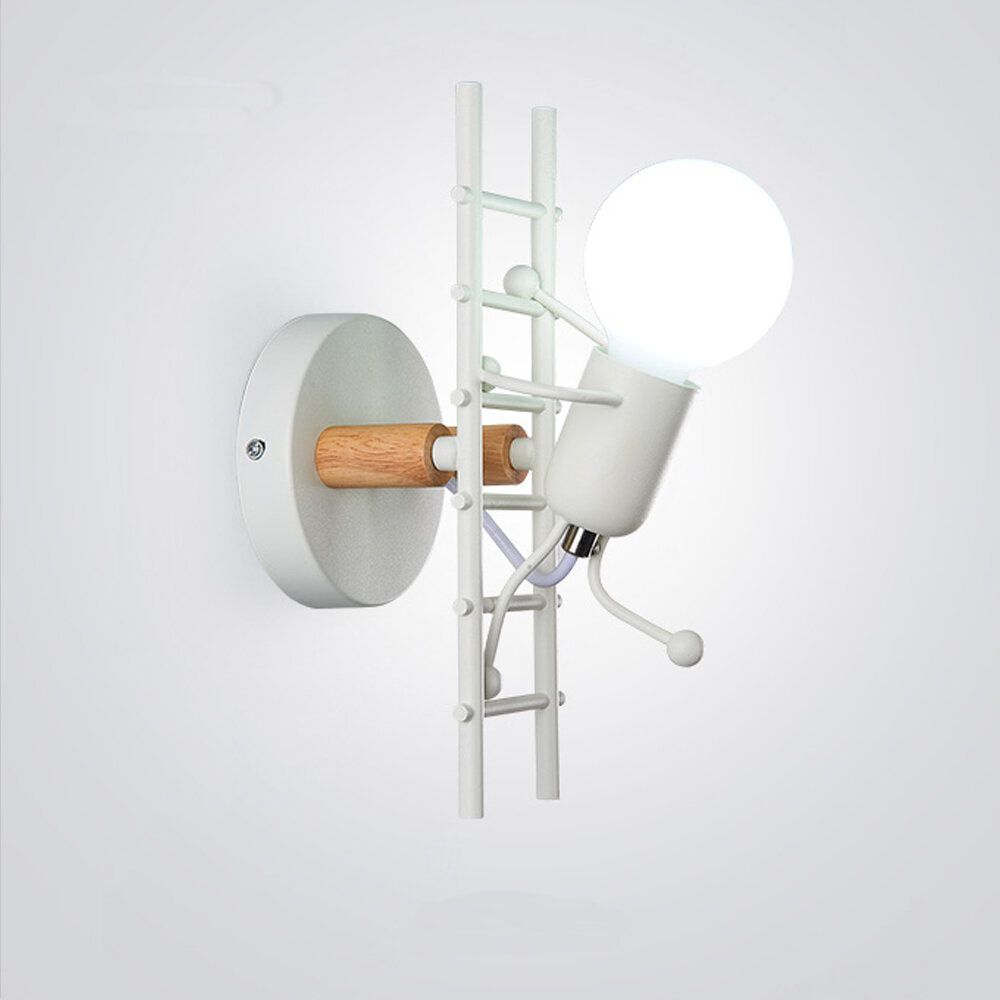 Wall Lamp Creative Small Man Iron Lights Metal Simple Cartoon Robot Sconce Lamps For Indoor Art Decor Light Without Bulb