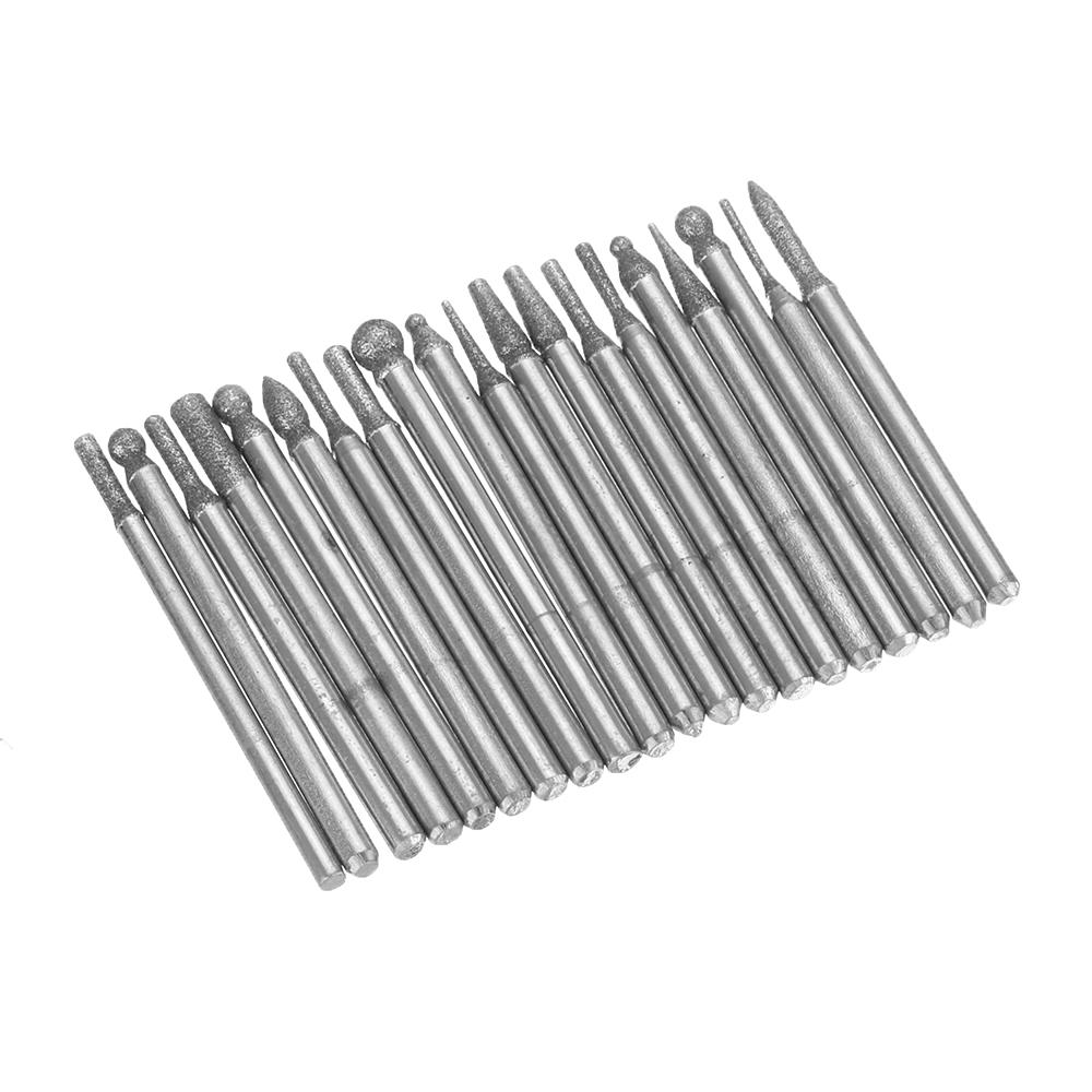 20pcs 3mm Shank Diamond Burrs Set Abrasive Polishing Grinding Head for Dremel Rotary Tool