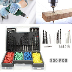 300pcs 2-10mm Drill Bit Set Twist Building with Expansion Screws for Wood Working