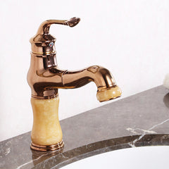 Copper Retro Antique Bathroom Basin Pull Out Faucet Down Sprayer Single Hole Hot Cold Mixer Tap 360 Rotation