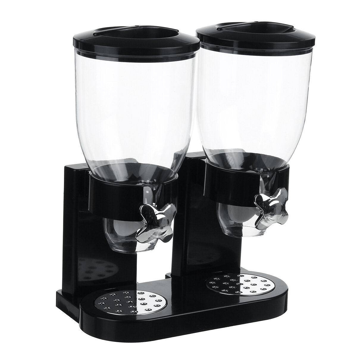 Double Cup Dry Food Dispenser Transparent Body for Cereal Grains Rice