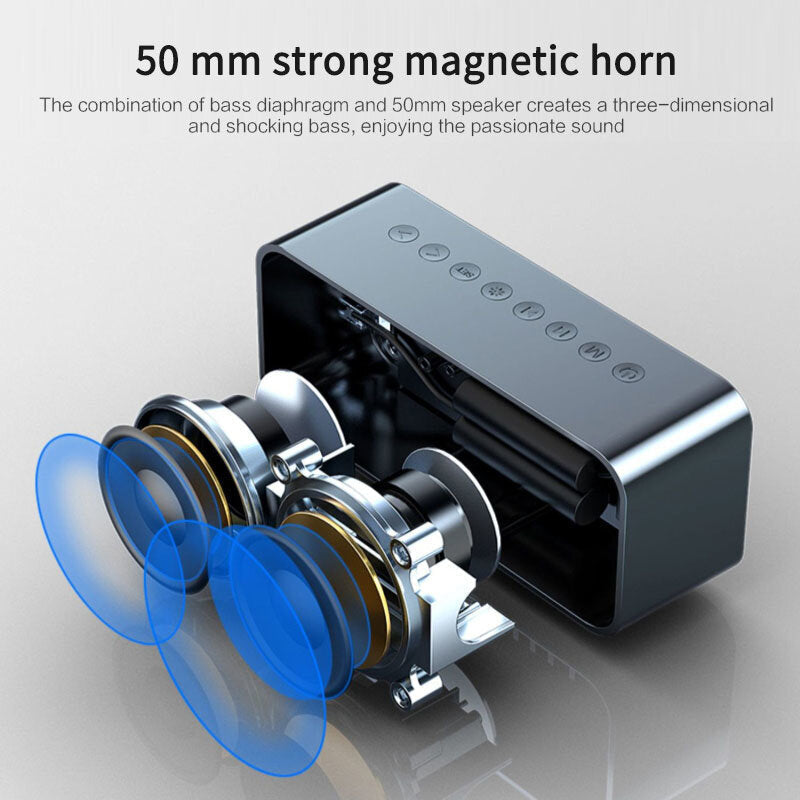 Bluetooth 5.0 Full-Range Speaker 2500mAh Stereo Bass LED Display Digital Electronic Clock FM Radio Bass Portable Speaker