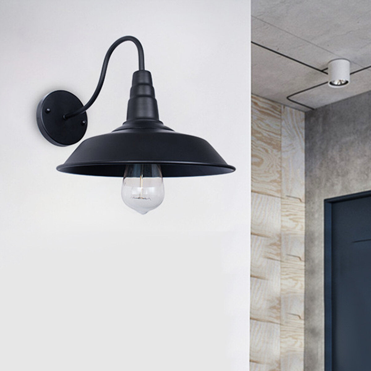 Wind Pot Cover Wall Lamp American Simple Wrought Iron Wall Light Aisle Corridor Warehouse Balcony Restaurant Without Bulb