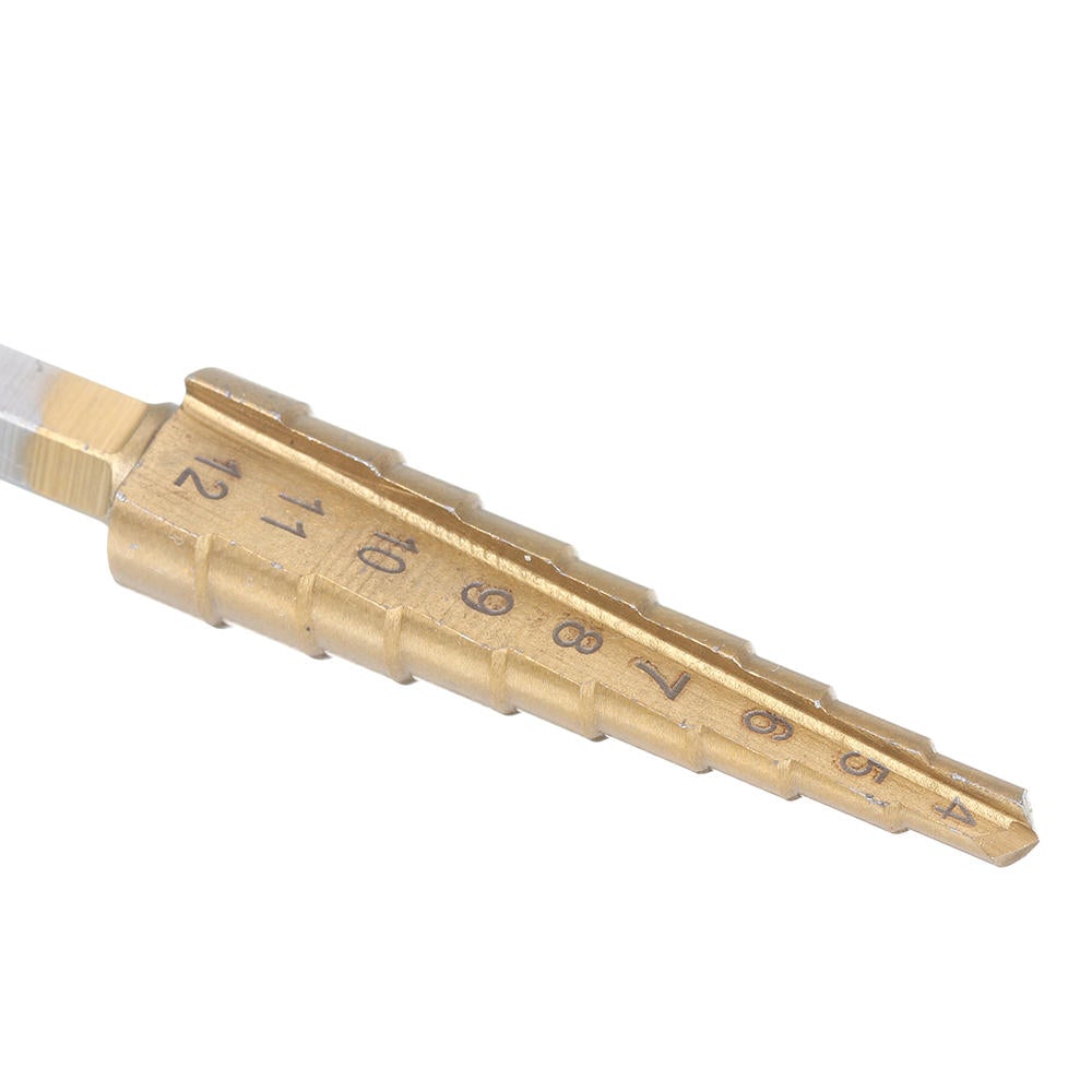 4-12mm Hex Shank HSS Titanium Coated Step Drill Bit Cone Hole Cutter