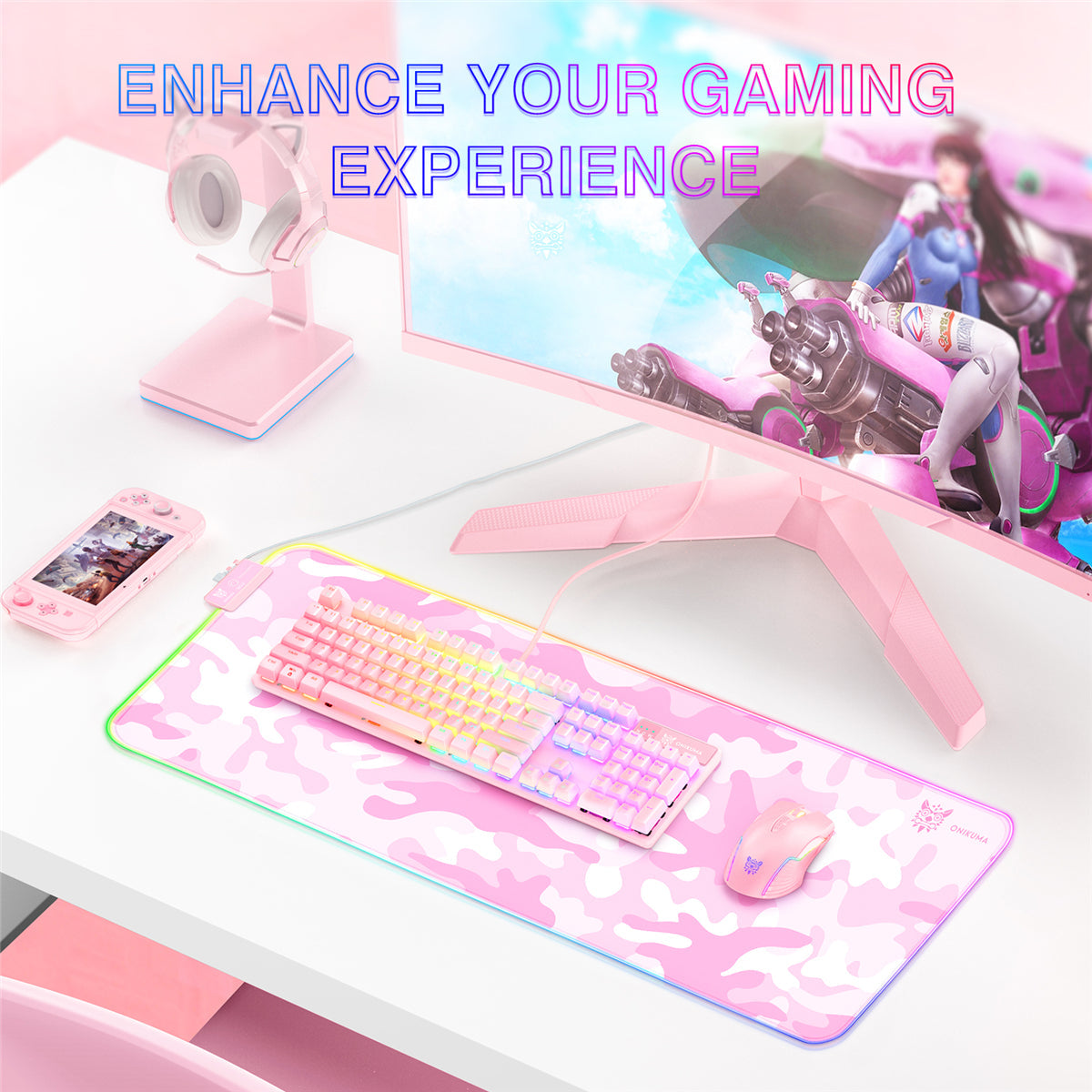 RGB Glowing Mouse Pad 12 Lighting Modes Soft Rubber Anti-slip Large Gaming Keyboard Pad Desktop Protective Mat for Home Office Working Gaming