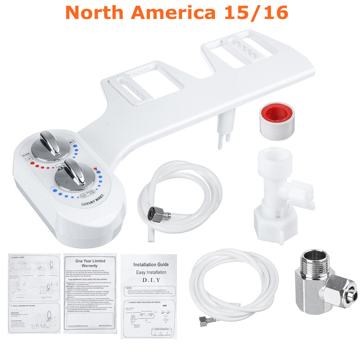 Toilet Seat Attachment Water Spray Non-electric Cold/Hot Adjustable Dual Nozzle