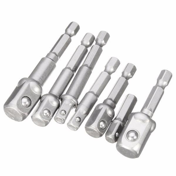 7pcs 1/4 Inch Hex Shank Square Drive Socket Adapter Magnetic Nut Driver Set