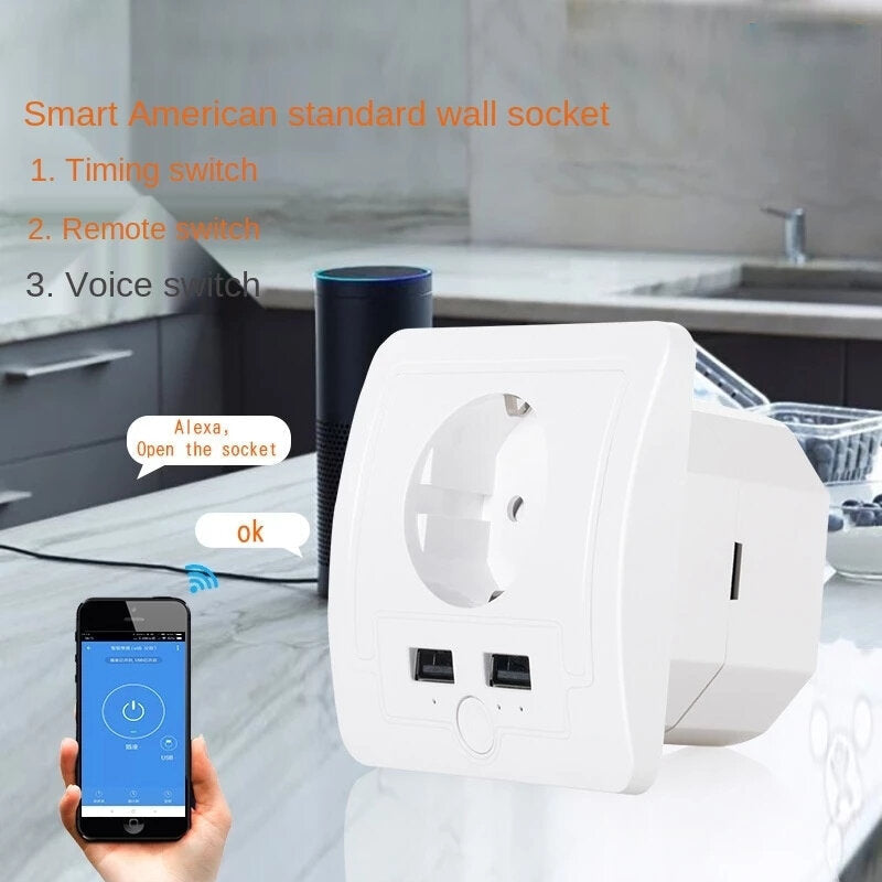 WiFi Smart Wall Socket European Electric Outlet Wireless Remote Control EU Plug Compatible With Amazon Alexa Google Assitant IFTTT