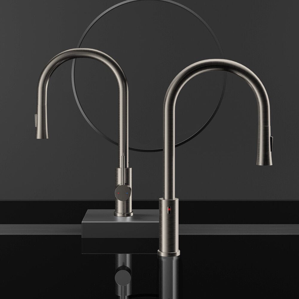Induction Automatic Sensor Stainless Steel Kitchen Basin Sink Touchless Handsfree Faucet Cold Hot Water Mixer Pull Out Tap