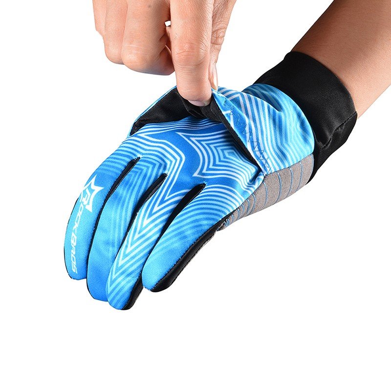 Winter Waterproof Full Finger Touch Scree Cycling Gloves with Rain Cover Stripe Style