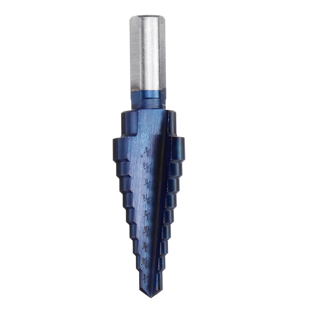 5pcs HSS Blue Nano Coating Step Drill Bit Set Multiple Hole 1/8 to 1-3/8 Inch 50 Sizes with Aluminum Case or Opp Bag