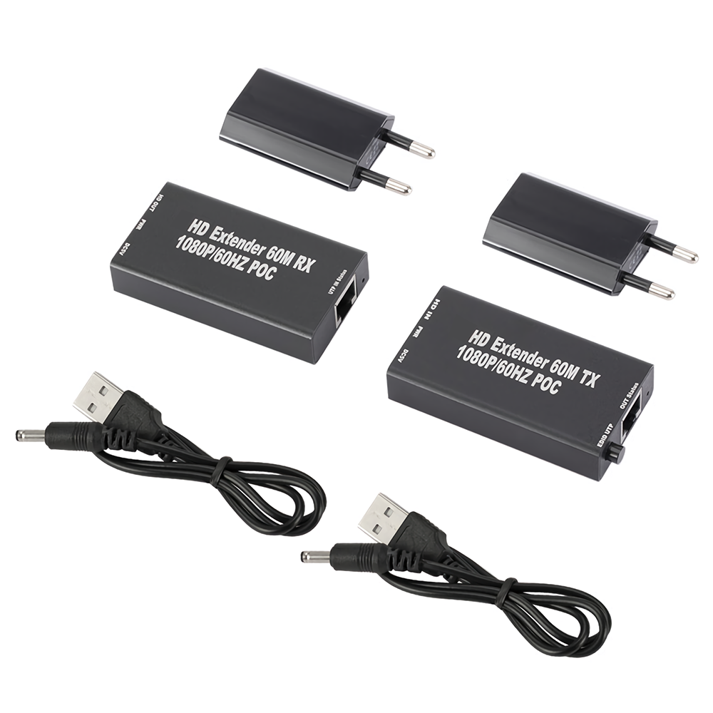 HDMI-compatible to RJ45 Network Extender 1080P HDMI-compatible Ethernet Adapter Network Repeaters (Tx + Rx)