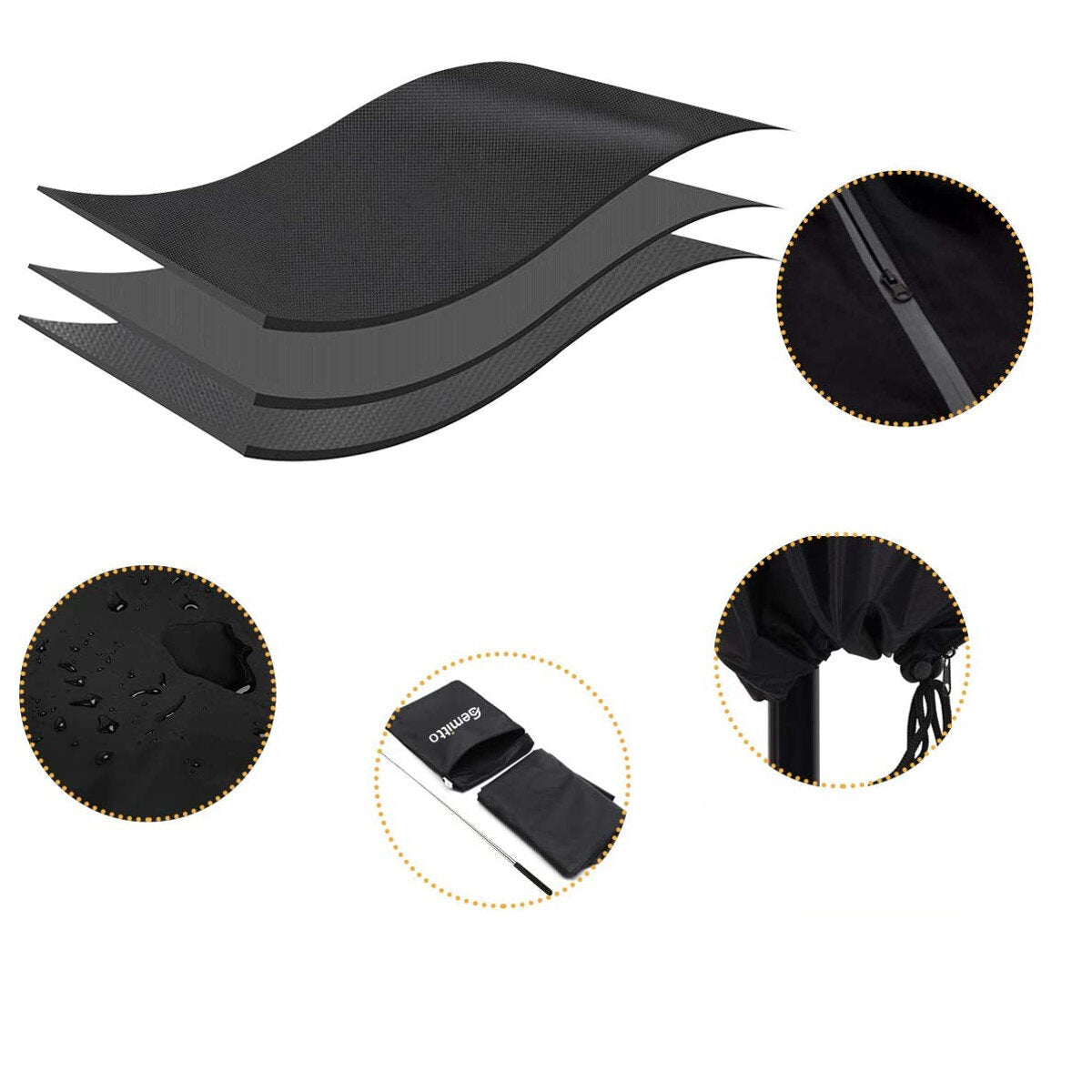 Parasol Umbrella Cover Anti-UV Dust-proof Waterproof Polyester Protective Cover for Cantilever Garden Patio