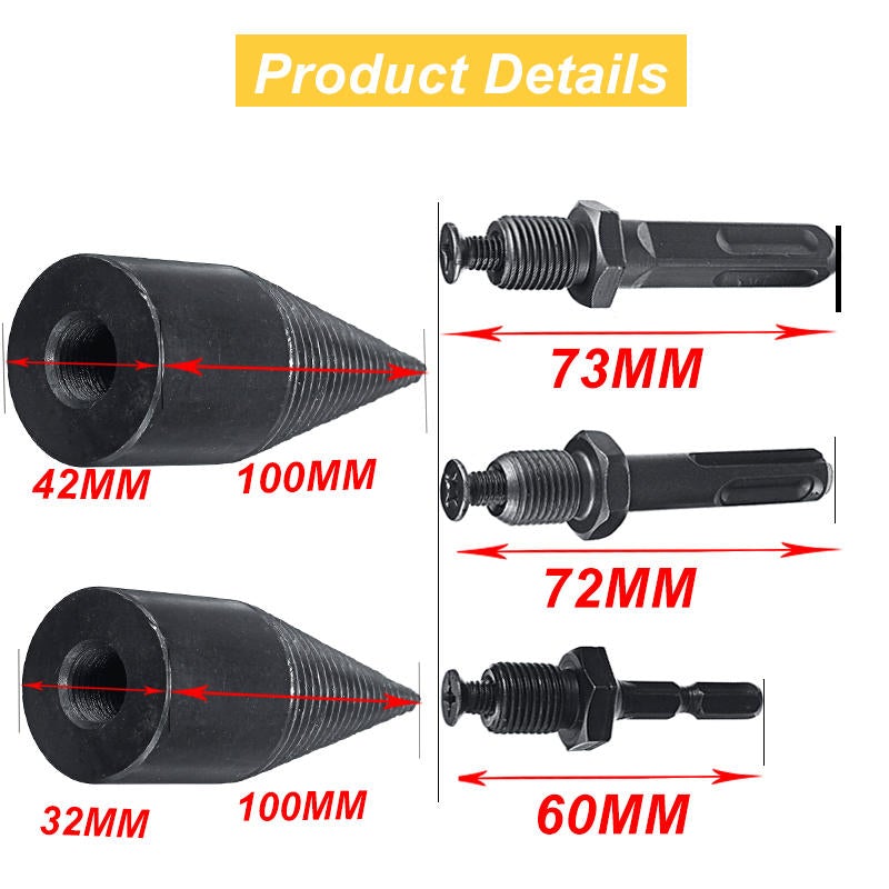 High Speed Wood Separator Spiral Cone Household Firewood Splitter Drill Bit