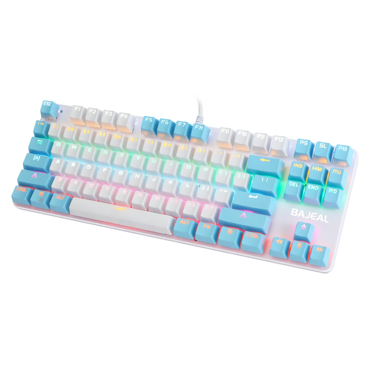 Wired Mechanical Gaming Keyboard 87 Keys Swtich Hot Swappable Dual Color Design With LED Lighting Effect For Gaming Office