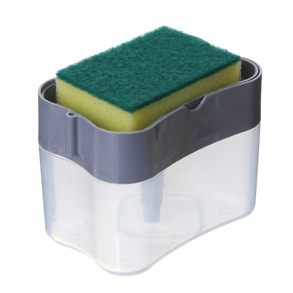 2-in-1 Liquid Dispenser Container Hand Press Soap Pump Dispenser With Sponge Holder Soap Organizer for Kitchen Cleaner Tools