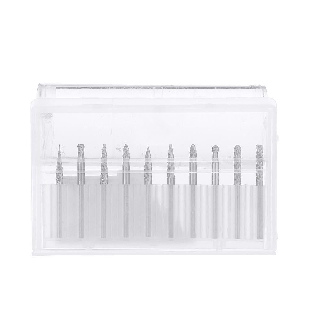 10pcs 3mm Double Lines Tungsten Carbide Burr Rotary File Drill Bits Milling Cutter Set