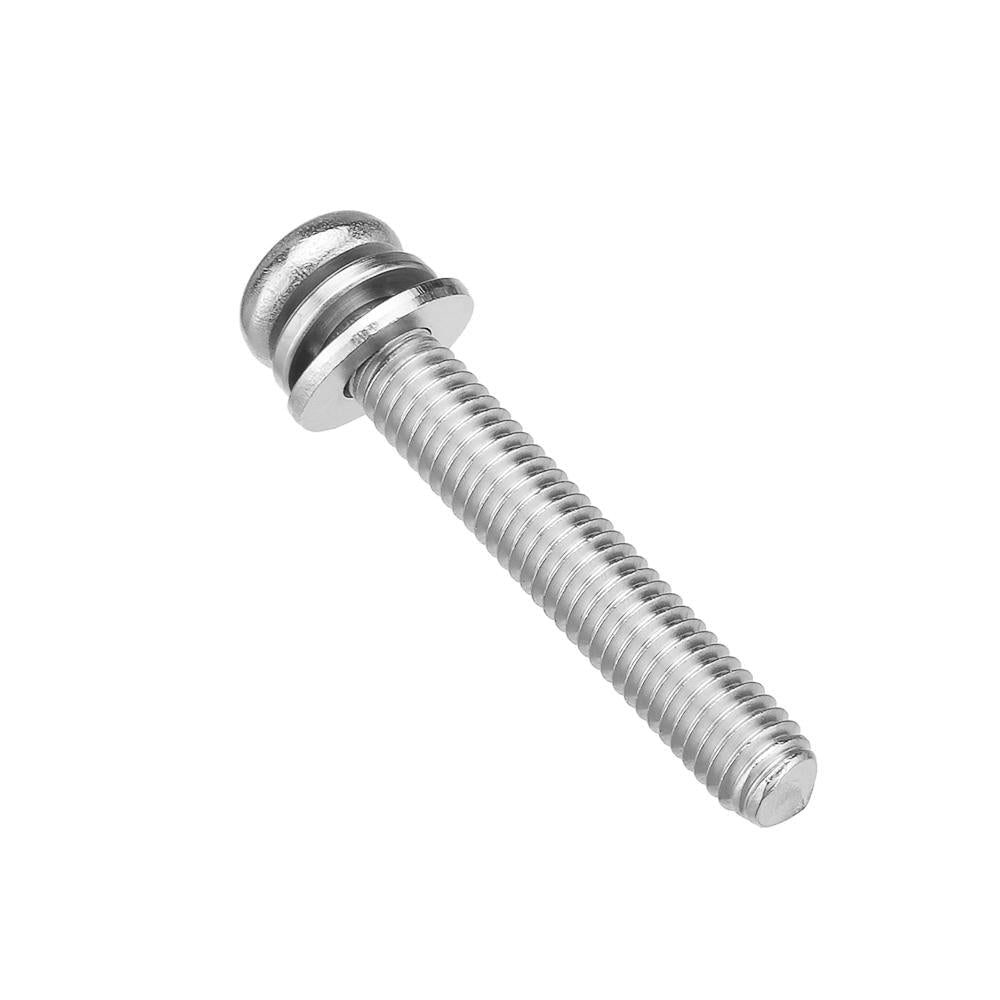 50Pcs M6 Stainless Steel 10-40mm Phillips Pan Head Machine Screw Washer Bolt Asortment