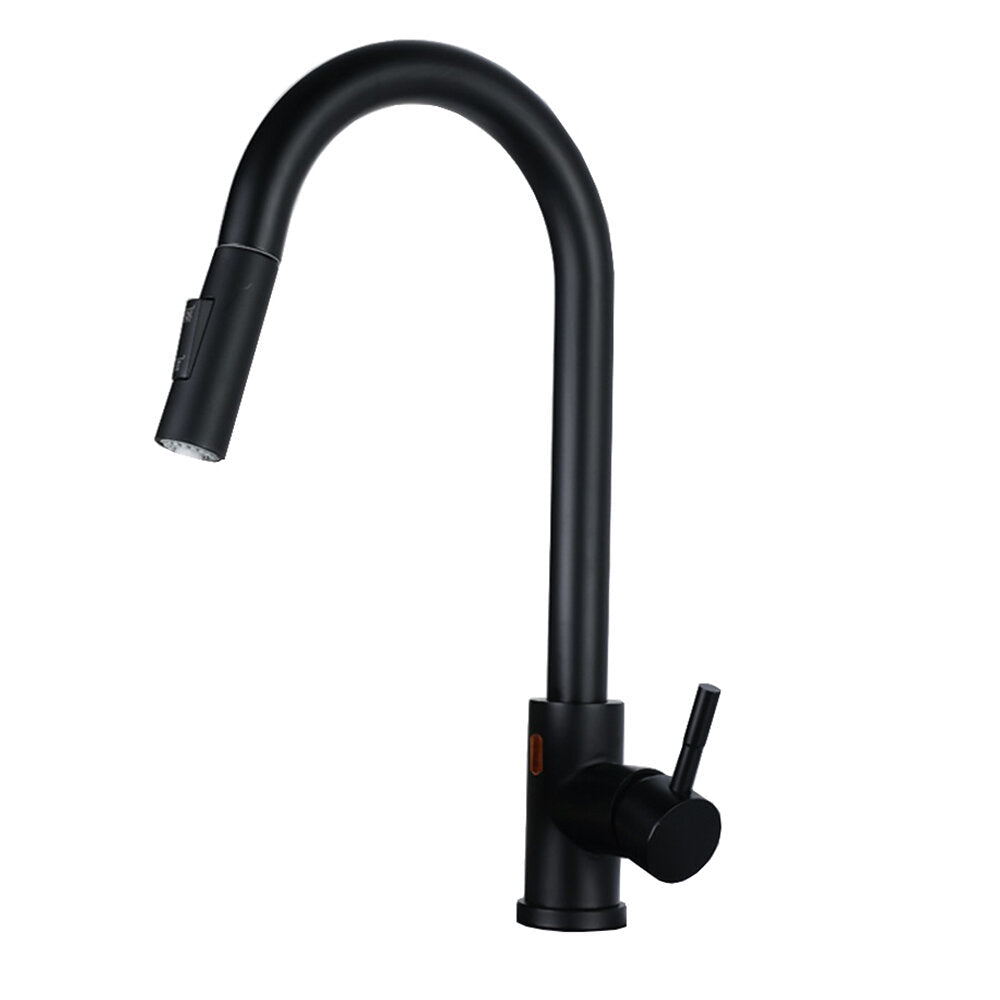 Touch Sensor Kitchen Sink Pull Out Faucet Stainless Steel With Down Sprayer Rotary Household Bathroom Hot And Cold Mixer Tap Inlet Pipe