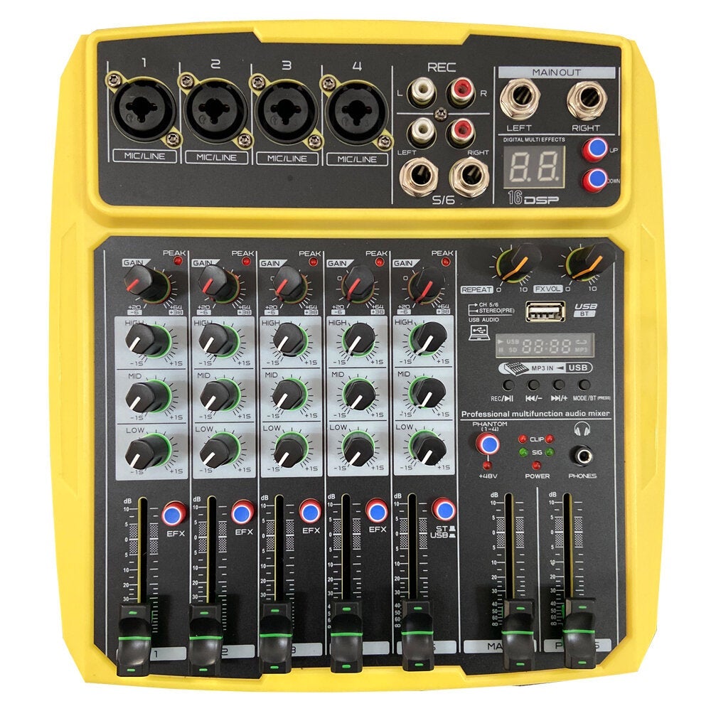 Mini 4 Channel 16 DSP Effect USB Delay and Repeat Efferts Audio Mixer Console With Volume Contrl