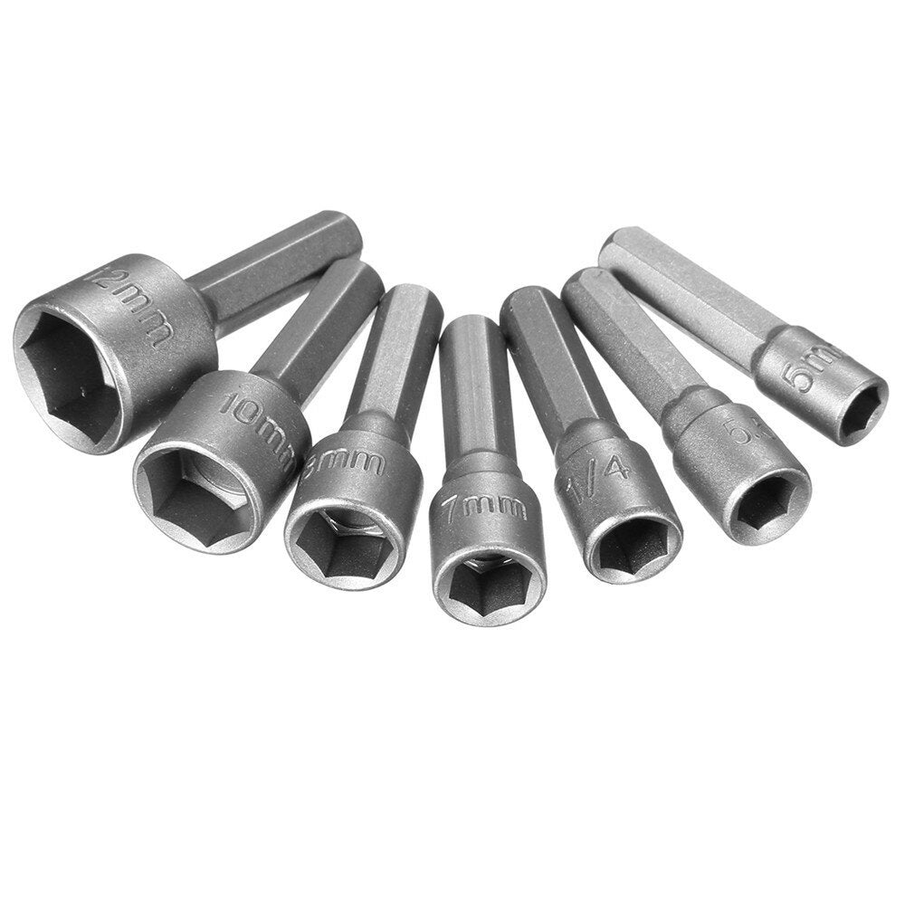 14pcs 1/4 Inch Hex Shank Power Nut Driver Drill Bit Set SAE Metric Socket Wrench Screw Screwdriver