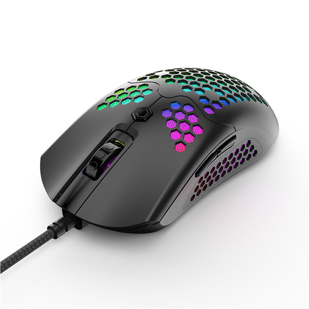 Wired Game Mouse Breathing RGB Colorful Hollow Honeycomb Shape 12000DPI Gaming Mouse USB Wired Gamer Mice for Desktop Computer Laptop PC