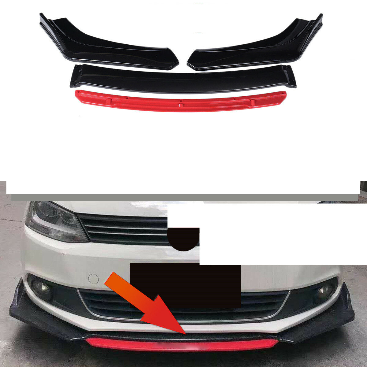 4PCS Front Lip Chin Bumper Spoilers Lower Splitters Body Kits For Car Universal
