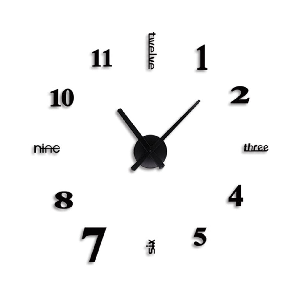 27/37/47Inch Black/White DIY Wall Clock Silent Quartz Wall Night Clocks