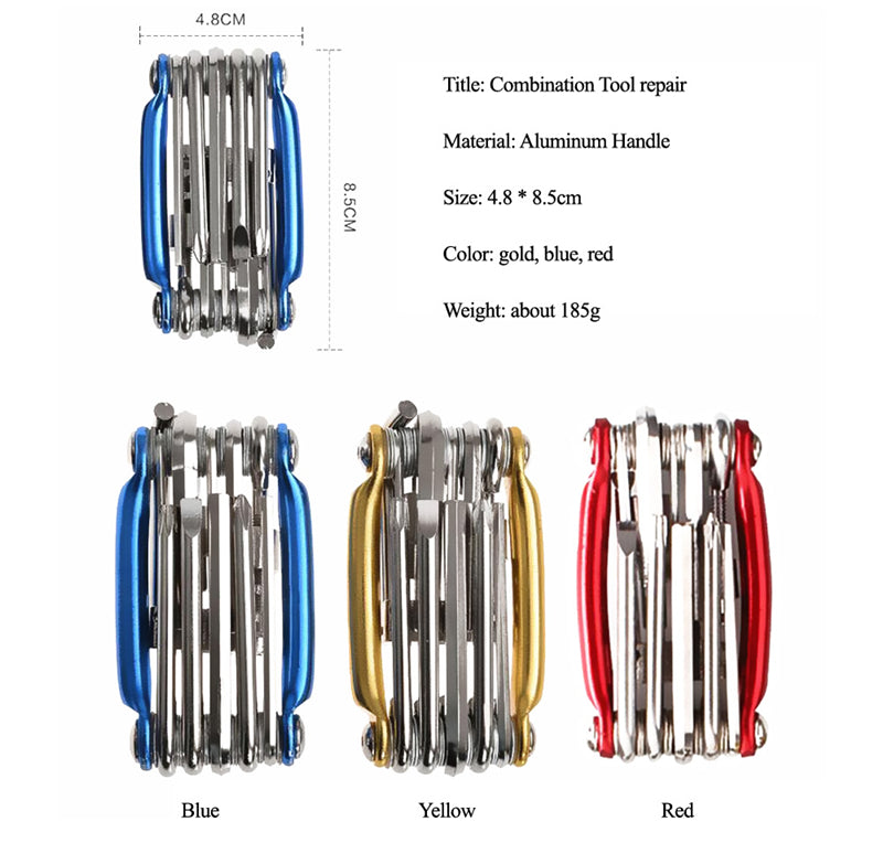 11-in-1 Bicycle Repair Tools Kit Multifunction Hex Spoke Cycling Screwdrivers Tools Tyres Lever Allen Wrench MTB Bike Tools