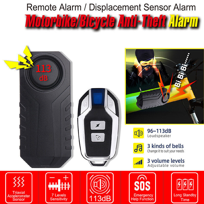 Vibration Alarm Induction Three-speed Adjustable Volume Waterproof Alarm For Bicycle