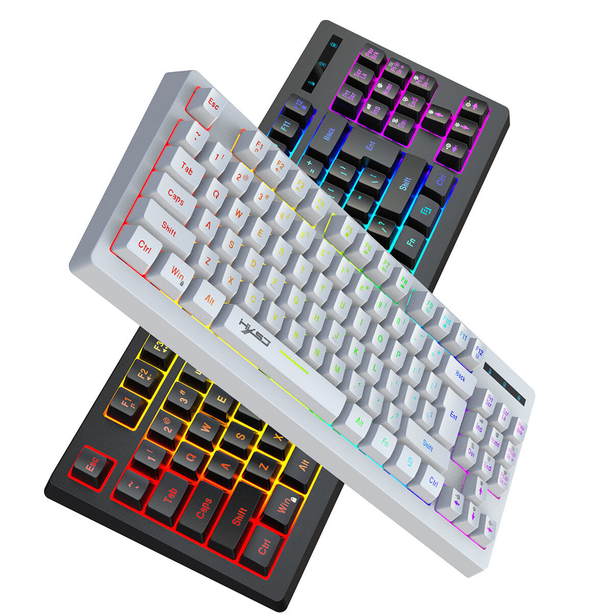 2.4G Wireless Keyboard 87 Keys Multimedia Function RGB Backlit Rechargeable Keyboard for Computer Laptop Home Office