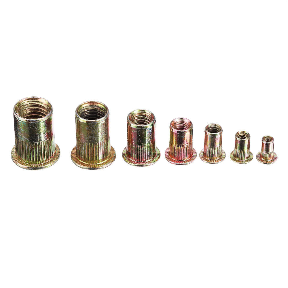 220Pcs M3/M4/M5/M6/M8/M10 Zinc Plated Rivet Nut Threaded Countersunk Head Insert Nut Tool Kits