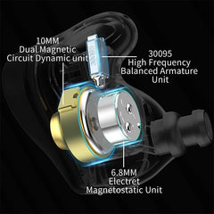 3.5mm Wired Earphone Electrostatic Balanced Dynamic Monitor Sport Music Earphone Headphones