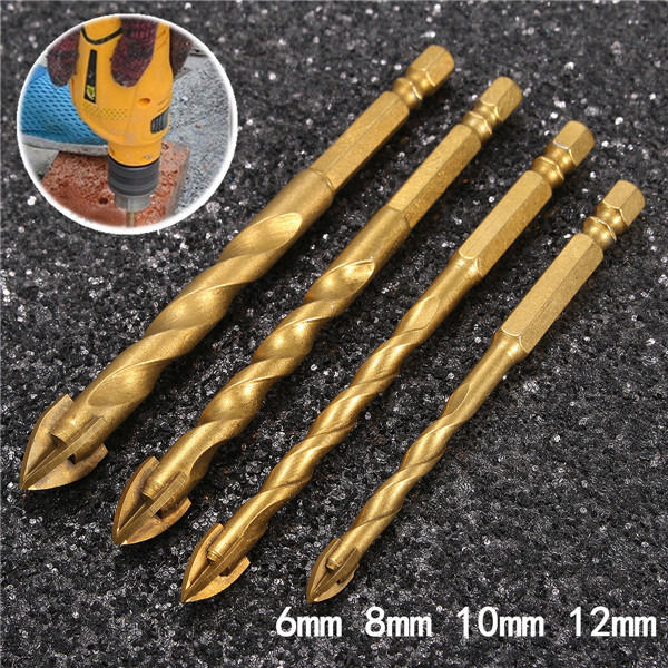 Tungsten Carbide Hex Shank Tile Glass Cross Spear Head Drill Bit 6/8/10/12mm
