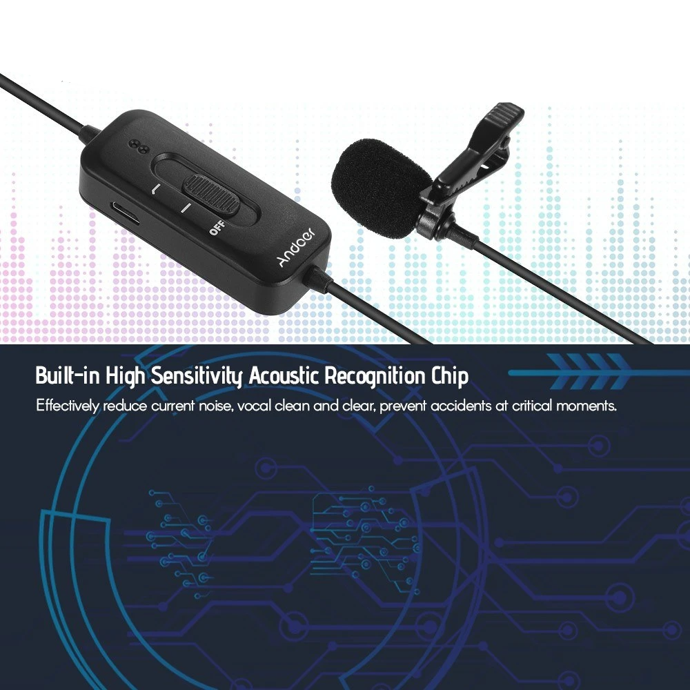 Omani-directional Clip-on Lavalier Microphone 3.5mm Plug Condenser Mic